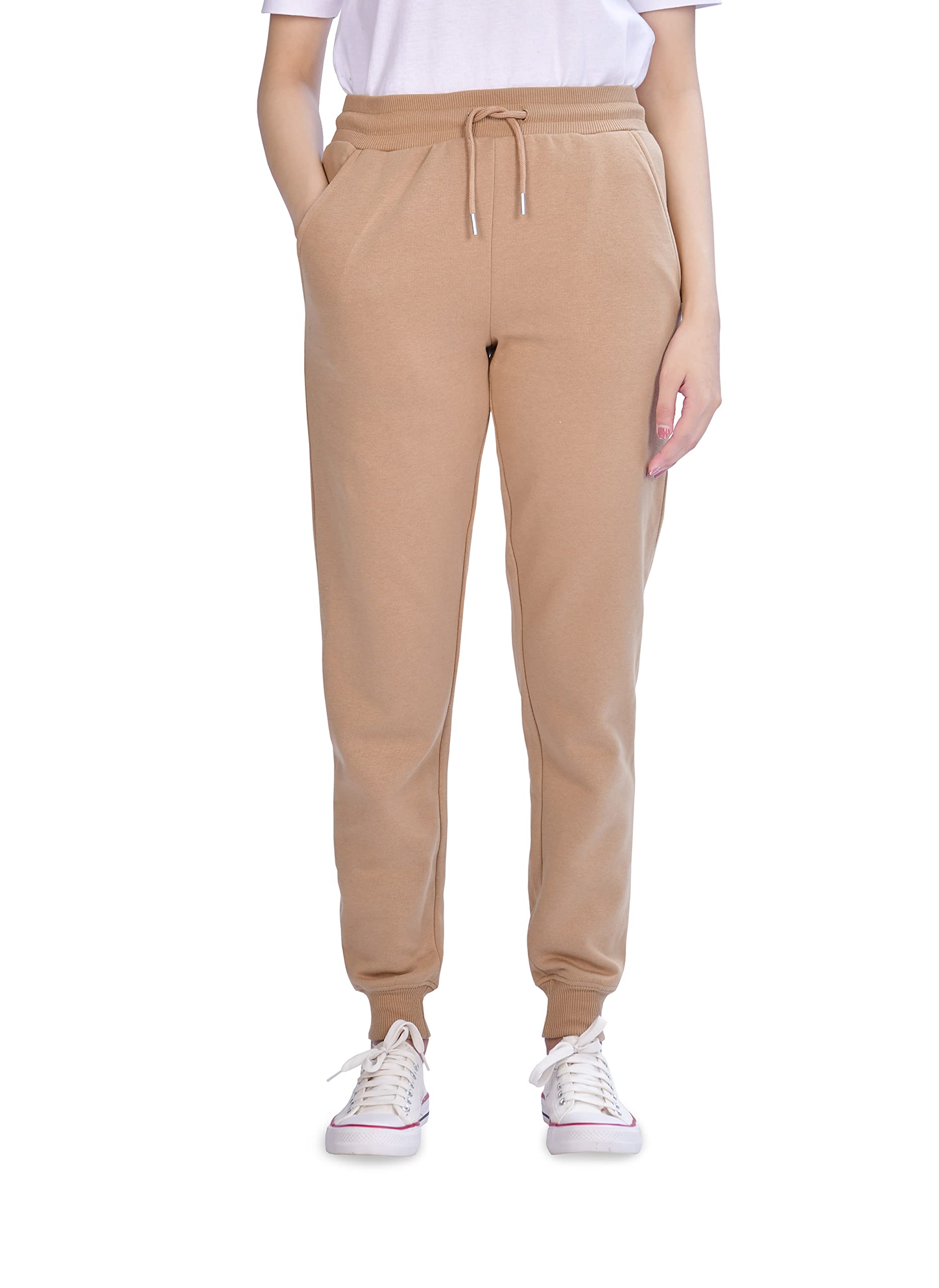 M17 Women Ladies Recycled Girls Slim Leg Jogging Bottoms Sweatpants Pants Casual Joggers Trousers Tracksuit Lounge Yoga Gym Pockets (XL, Toffee Brown)