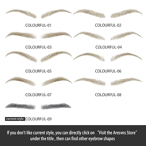 Miniatura 6 de Aresvns Tatuaje de cejas para hombres. Cejas falsas realistas, 88 pares de calcomanías de transferencia de cejas de imitación 4D, tamaños adecuados