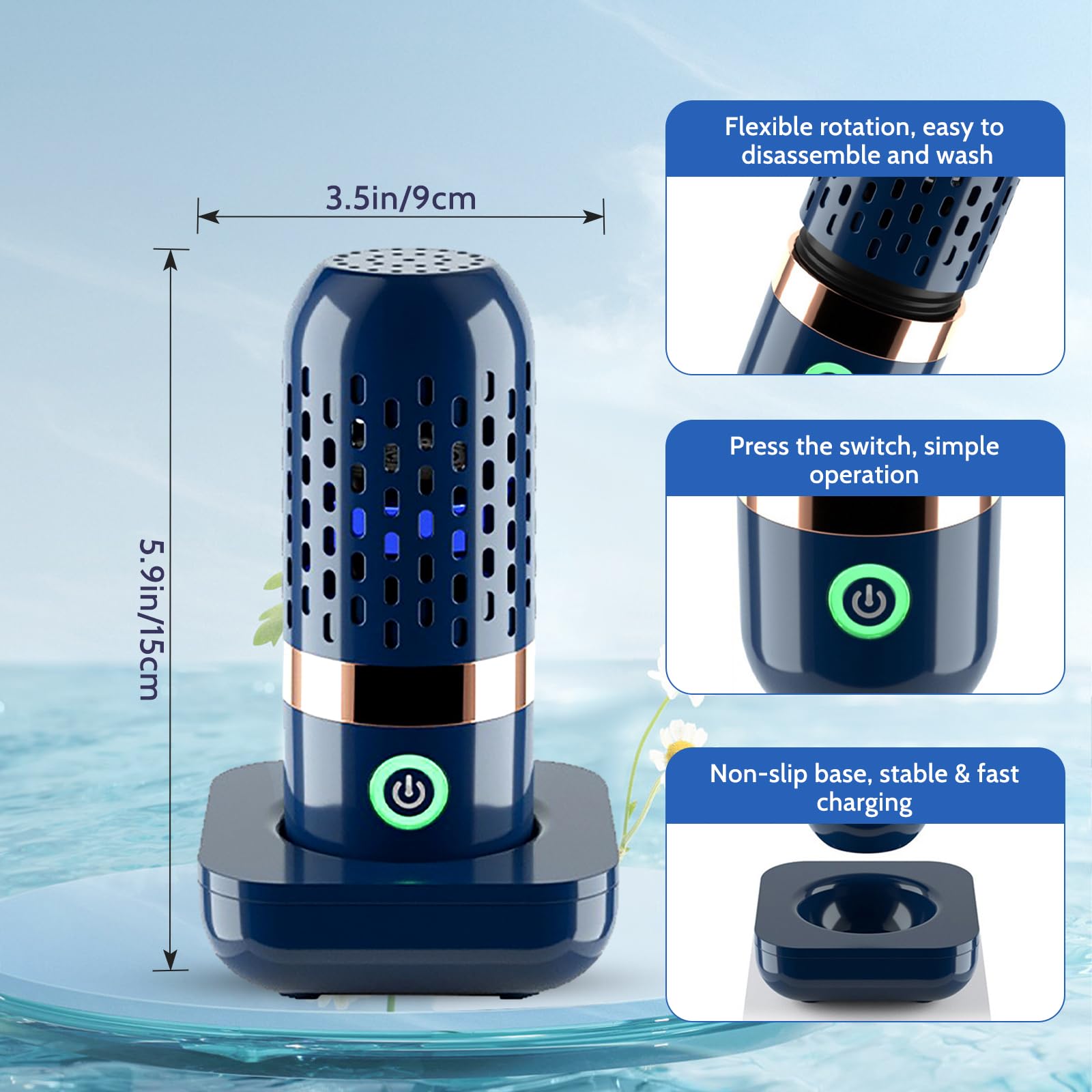 Lavadora de frutas y verduras, portátil en forma de cápsula de 3000 mAh, limpiador ultrasónico de verduras con tecnología de limpieza de iones OH, carga USB, para limpiar frutas, verduras, vajilla