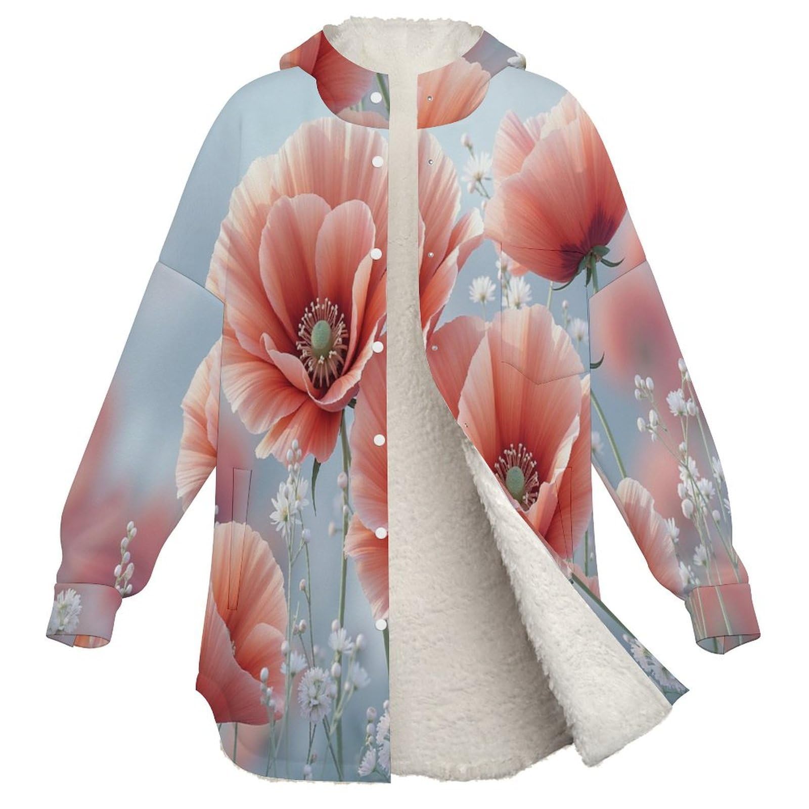 Sudadera Invierno con Capucha de Forro Polar Mujer Amapola Cálido Hoodies a Manga Larga Felpa Sudadera con Bolsillos, Gris