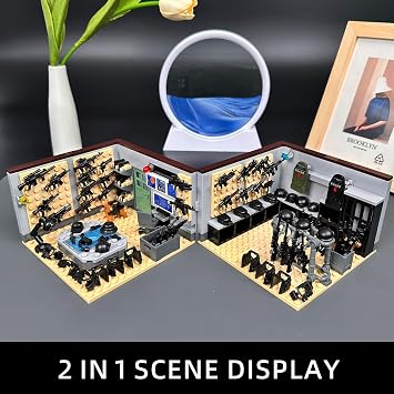 Army Military Base Building Blocks Set Toy, with 6 Police Figures and Swat TeamWeapons Pack,Compatible with Lego Armory Battle Brick,Suitable for Adults and Children Aged 6+