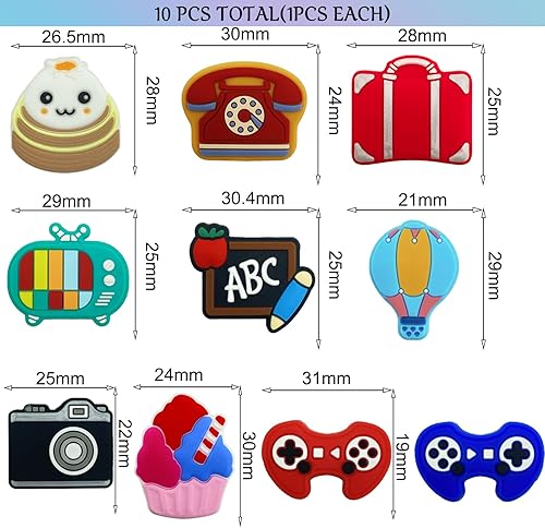 Miniatura 2 de Cuentas focales de silicona de dibujos animados para bolígrafos, personajes Kit de accesorios de silicona para hacer llaveros, pulseras, collares,