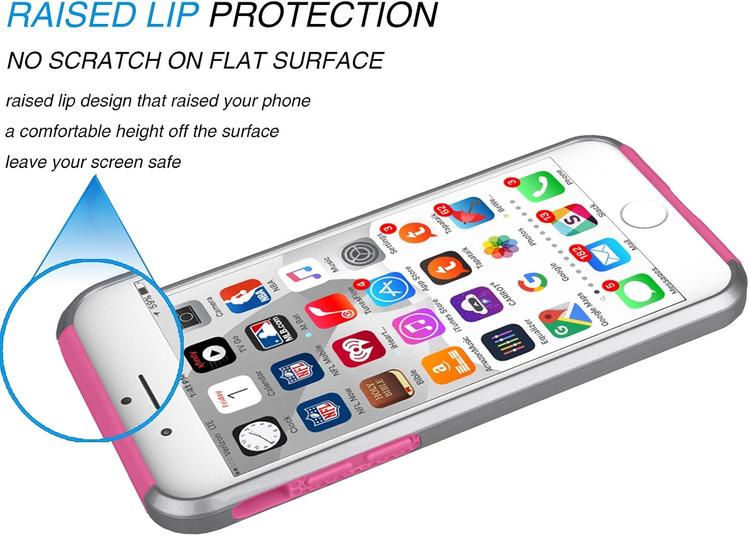 Tekcoo iPhone 6S Case, (TM) iPhone 6 / 6S (4.7 INCH) [Shock Absorbing] [Scratch Proof] Hybrid Impact Defender Slim Hard Case Cover Plastic Shell Outer +TPU Rubber Silicone Inner [Gray/Pink]