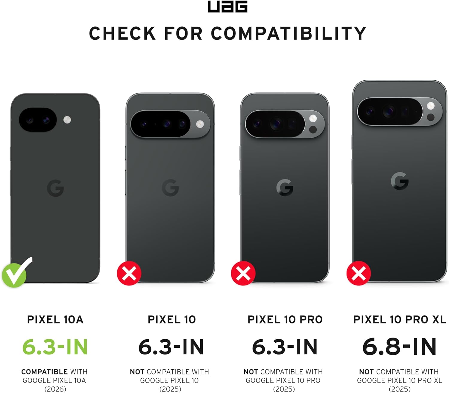 URBAN ARMOR GEAR UAG Made for Google Pixel 10a Case Dot - Rugged Anti-Slip Military Grade Dropproof Transparent Slim Protective Cover, True Clear Ice/Ash