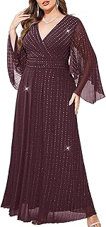 ZOMVA Plus Size Formal Dresses Glitter V Neck A Line Glitter Wrap Dress Evening Cocktail Dress Prom Butterfly Sleeve Price In India