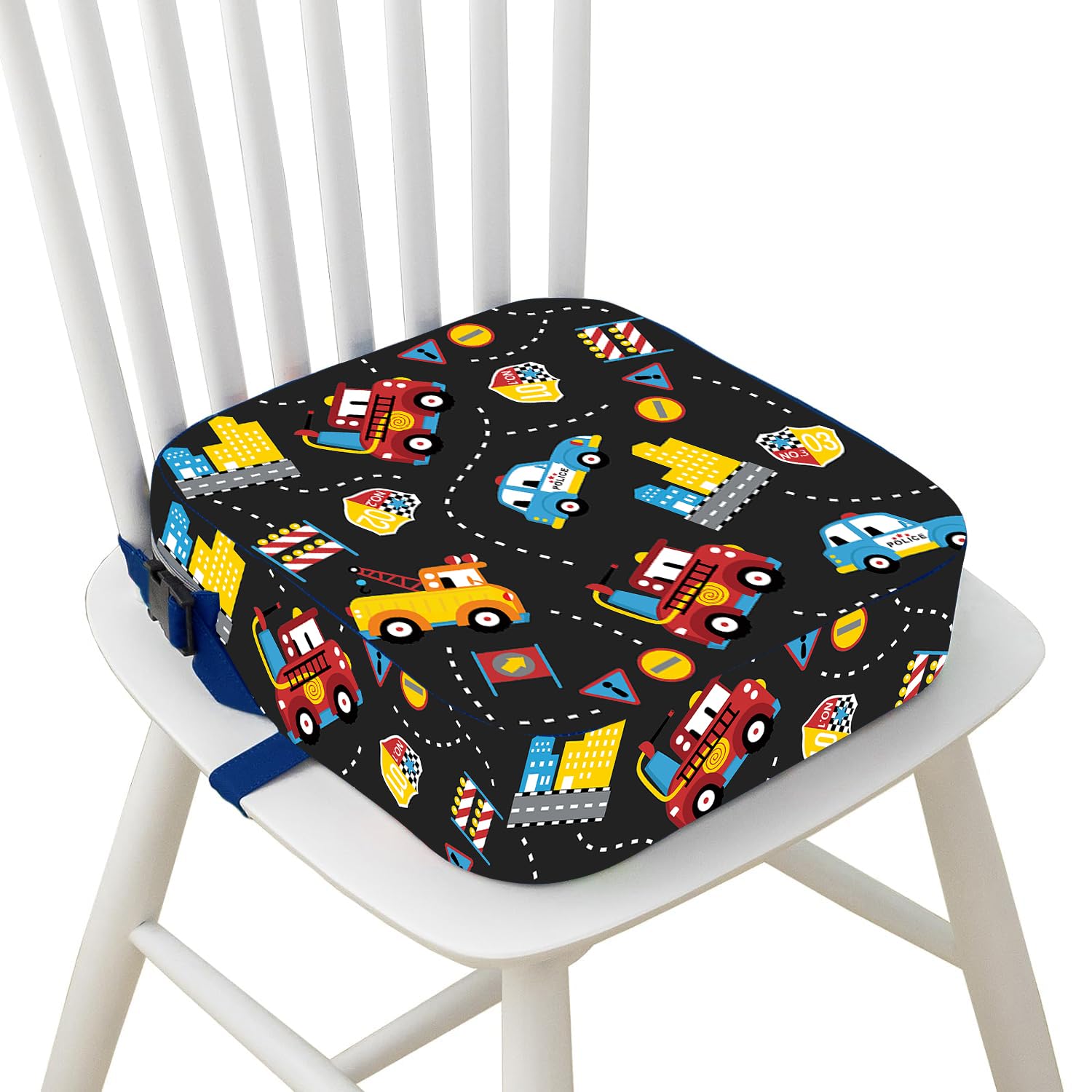Chair Cushion for Dining Table, 4" Chair Pad with Non-Slip Bottom, Portable Cushion with 2 Adjustable Straps (Jungle Animal)