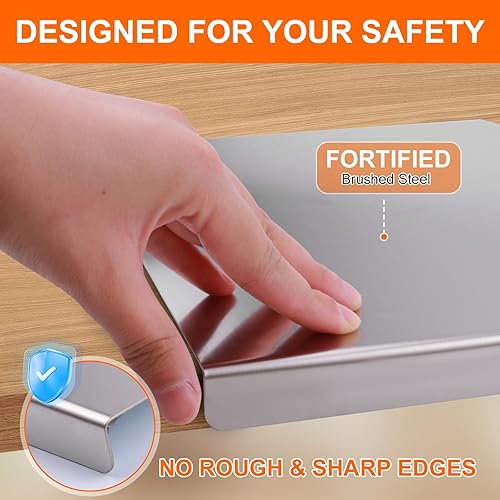 Miniatura 6 de Tabla de Cortar de Acero Inoxidable 304 con 2 Paquetes de Alfombrillas Antideslizantes, Yoposeo Tablas de Cortar para Hornear de Servicio Pesado