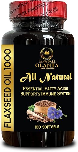 Aceite de linaza puro de 1000 mg  Fórmula natural prensada en frío  Fuente de omega-3 y omega-6 a base de plantas sin OMG  Apoyo energético  1