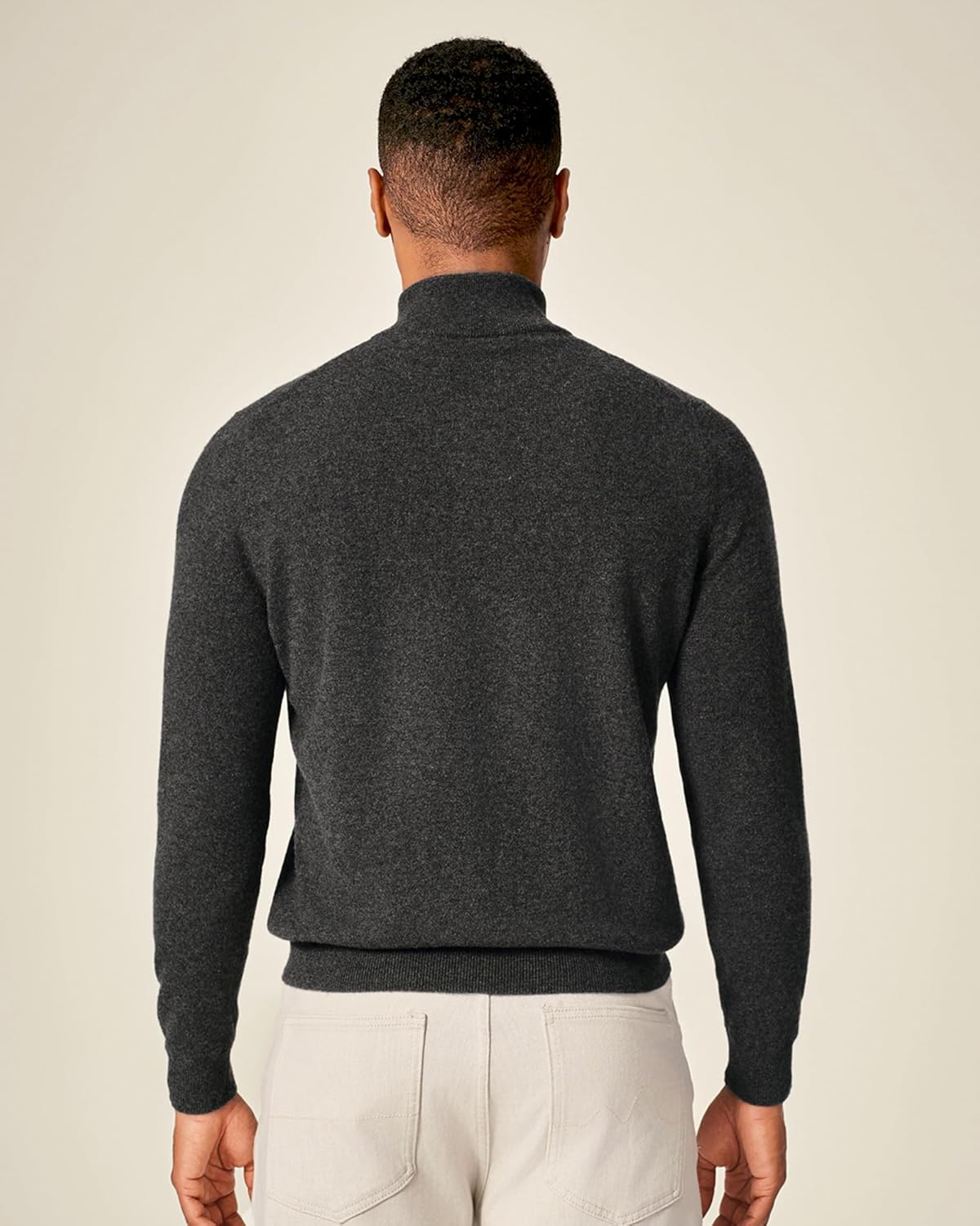 KVSS Men's Mock Neck Half Zip 100% Pure Cashmere Sweater, Pullover Cashmere Sweaters for Mens | Luxury from Inner Mongolia - Image 3