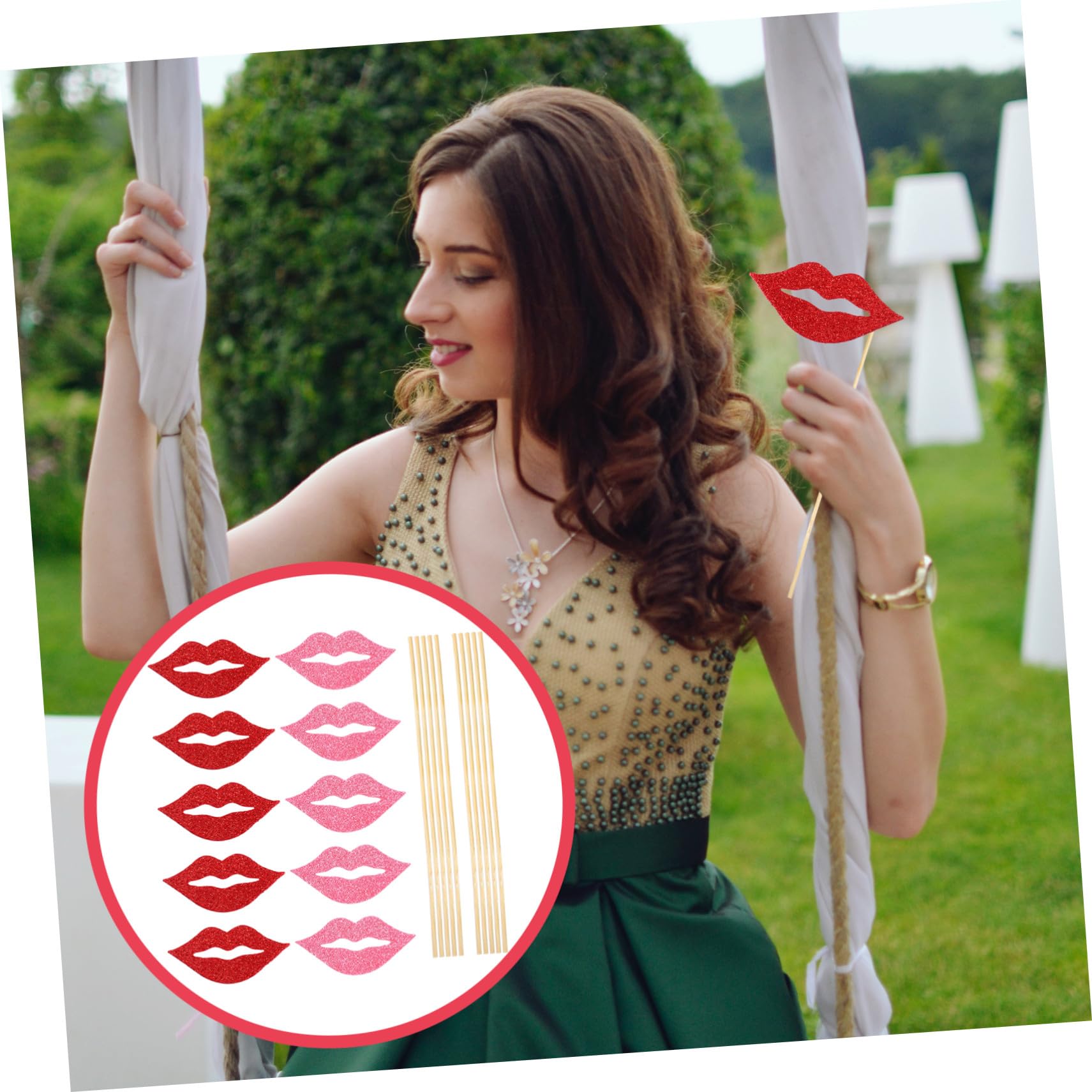 POPETPOP 3 Ensembles Accessoires Photo Rouges pour Fête Décorations Amusantes Papier Rouge Et Rose pour Mariage Et Anniversaire 40 Pièces * 3