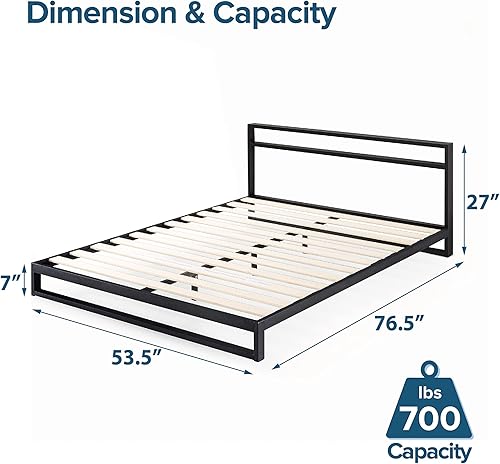 Miniatura 26 de ZINUS Trisha - Marco de cama de plataforma de metal de 7 pulgadas con cabecero, soporte de listones de madera, no necesita somier, fácil montaje,