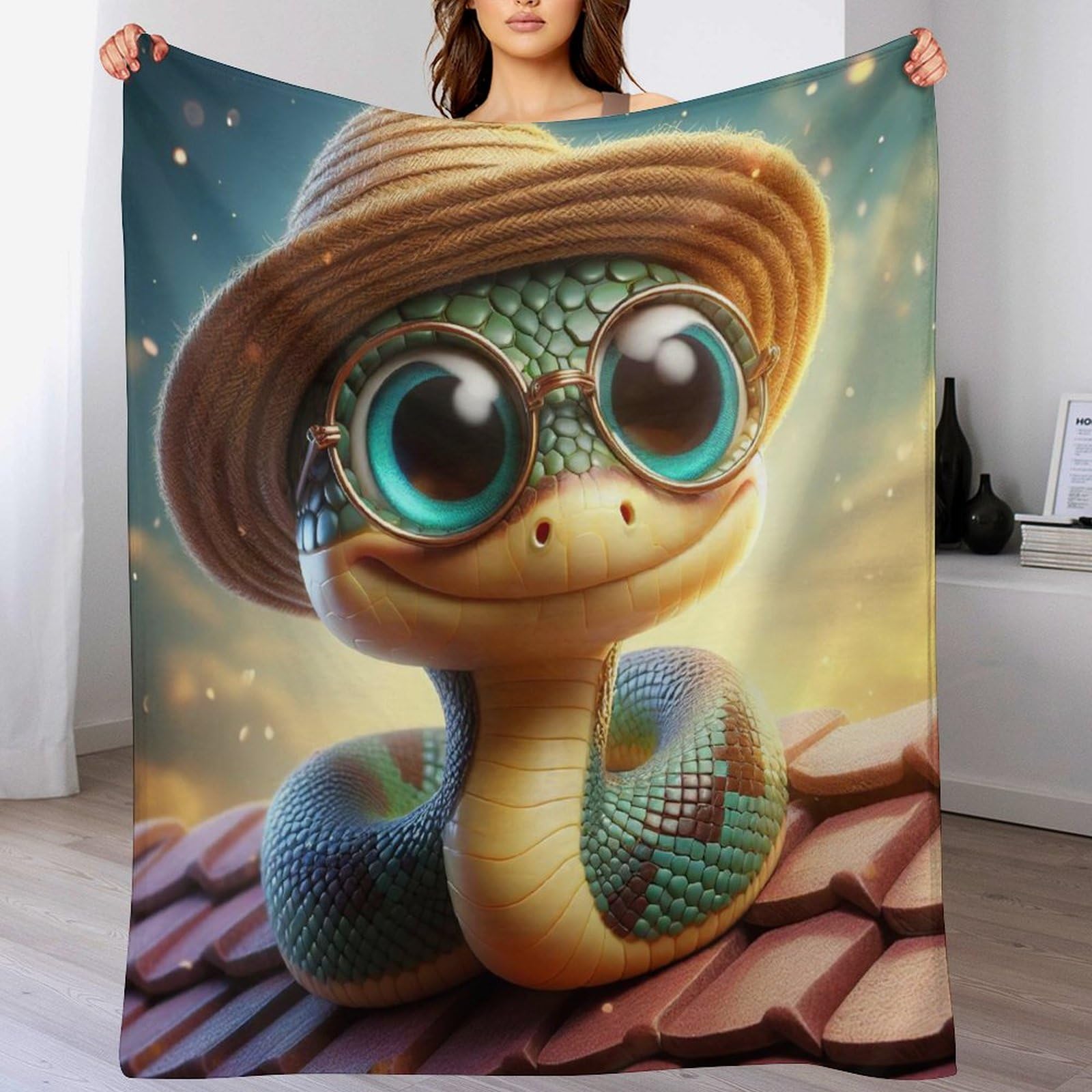 Manta de serpiente suave cálida forro polar franela acogedora sofá cama imágenes 3D 130x180