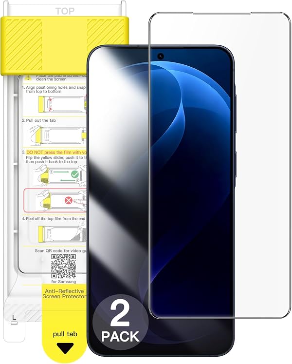 Protector de Pantalla JETech Antirreflejo 9H+ para Samsung Galaxy A57, Paquete de 2 | Vidrio Templado, Instalación Auto-Alineada, Recubrimiento AR, Sin Burbujas, HD Transparente