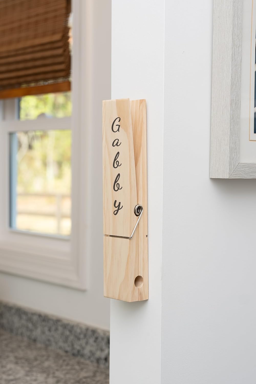 Personalized Jumbo Giant Clothespin Towel Holder, Rustic Farmhouse Wall Decor, 12" Large Clothespin for Bathroom & Laundry Room Accessories image 5