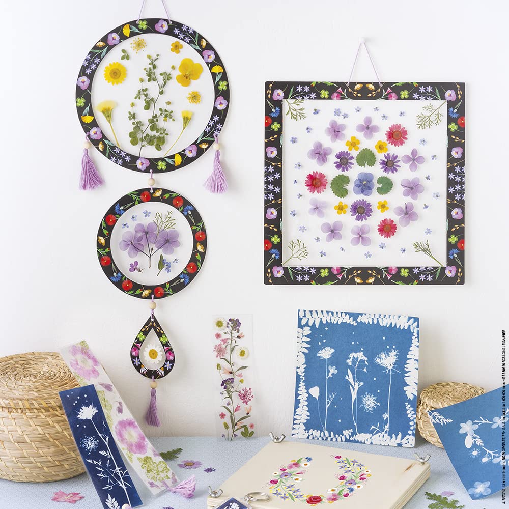 Janod - Kit Presse à Fleurs Enfant - 6 Activités à Réaliser - Les Ateliers Déco - Kit Loisir Créatif Enfant - Motricité Fine et Concentration - Dès 7 Ans, J07879