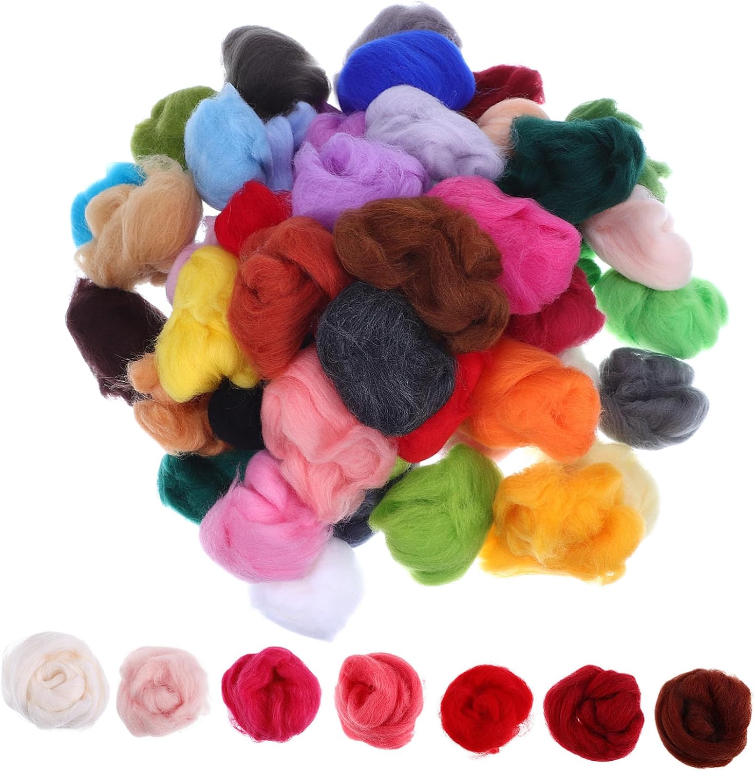 Wool Roving Yarn for Needle Felting Assorted Colors DIY Craft Kit 100% Natural Wool for Felting Projects for Artists