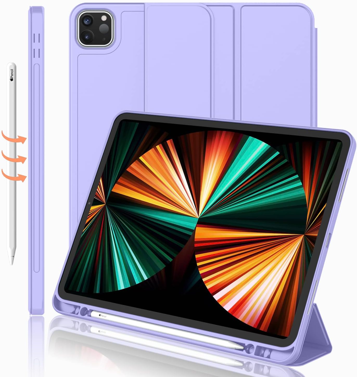 iMieet New iPad Pro 12.9 Case 2021(5th Gen) with Pencil Holder [Support iPad 2nd