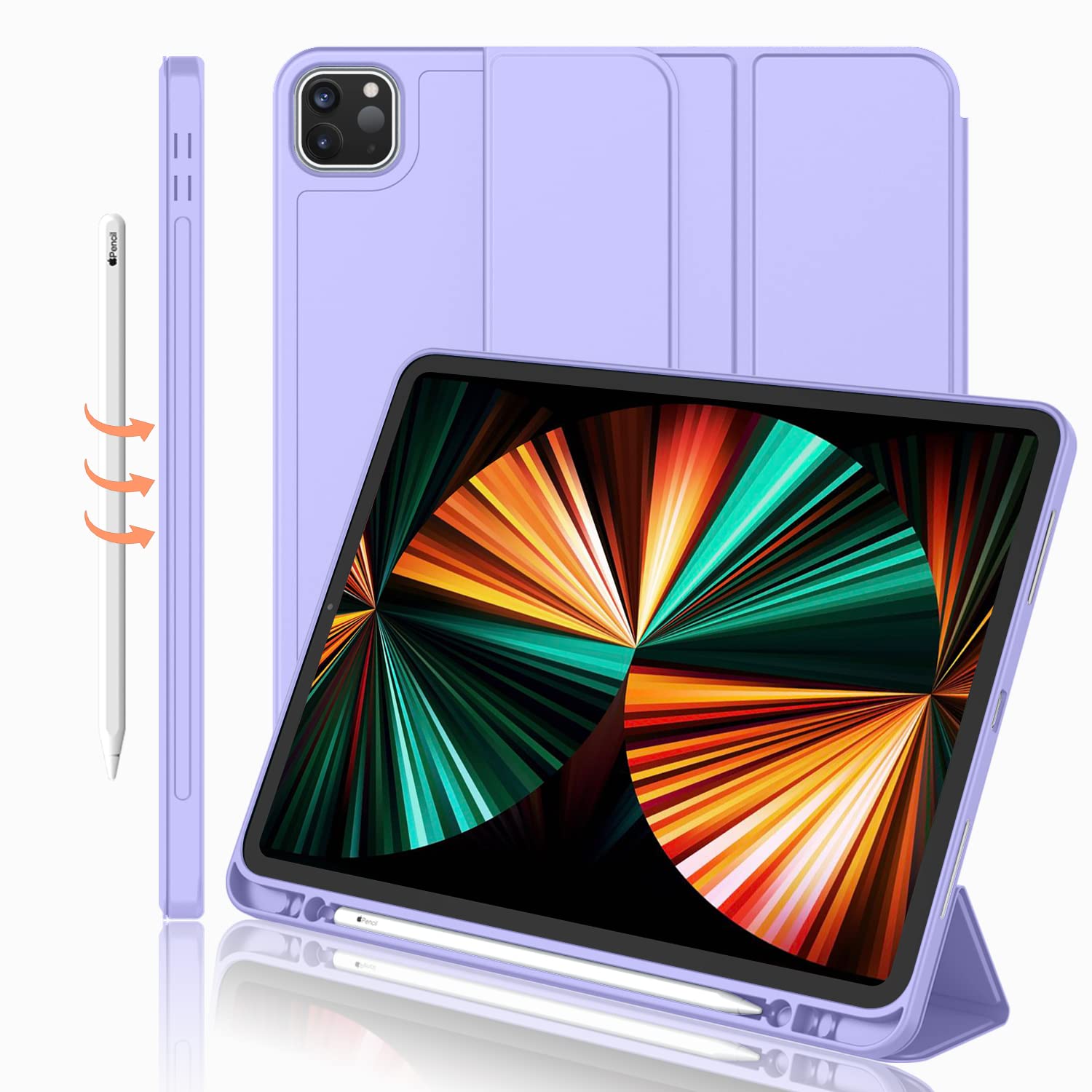 iMieet iPad Pro 12.9 Inch Case 2022/2021/2020/2018 (6th/5th/4th/3rd Gen) with Pencil Holder [Support iPad 2nd Pencil Charging],Trifold Stand Smart Case with Soft TPU Back,Auto Wake/Sleep(Matcha Green) — Amazon image 29