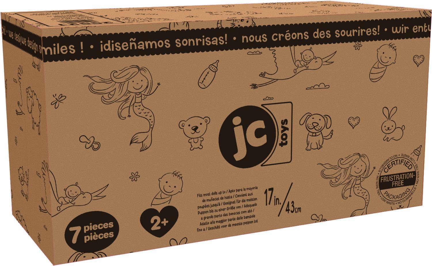 JC Toys - Für eine lange Spielzeit. Baby-Puppen-Badeset, passend für Puppen bis zu 40,6 cm, Dusche und Wasserhahn funktionieren wirklich, Spielzubehör, ab 2 Jahren, Erdtöne
