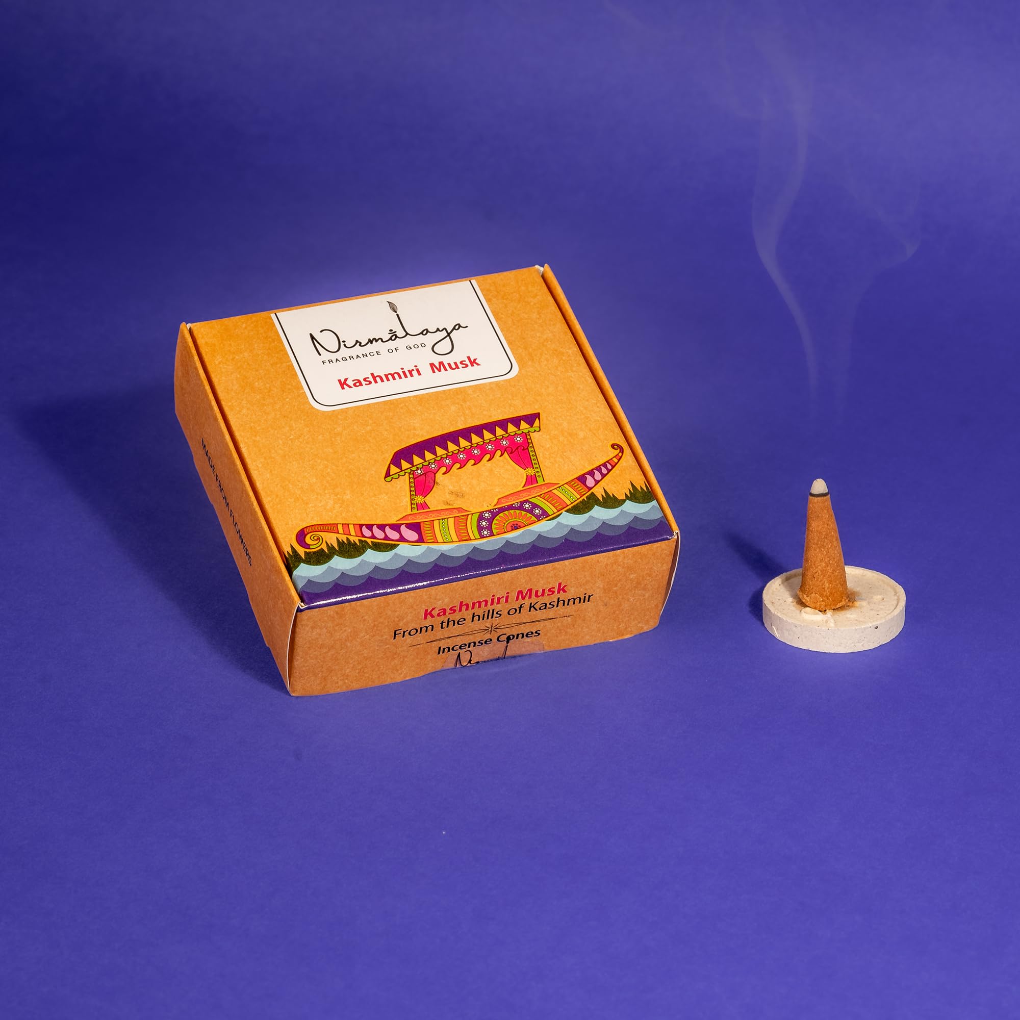 Premium Kashmiri Musk Incense Cones | Pack of 40 Cones | 100% Natural & Charcoal-Free | Luxury, Hancrafted Organic Agarbatti for Pooja, Meditation, Yoga and Aromatherapy