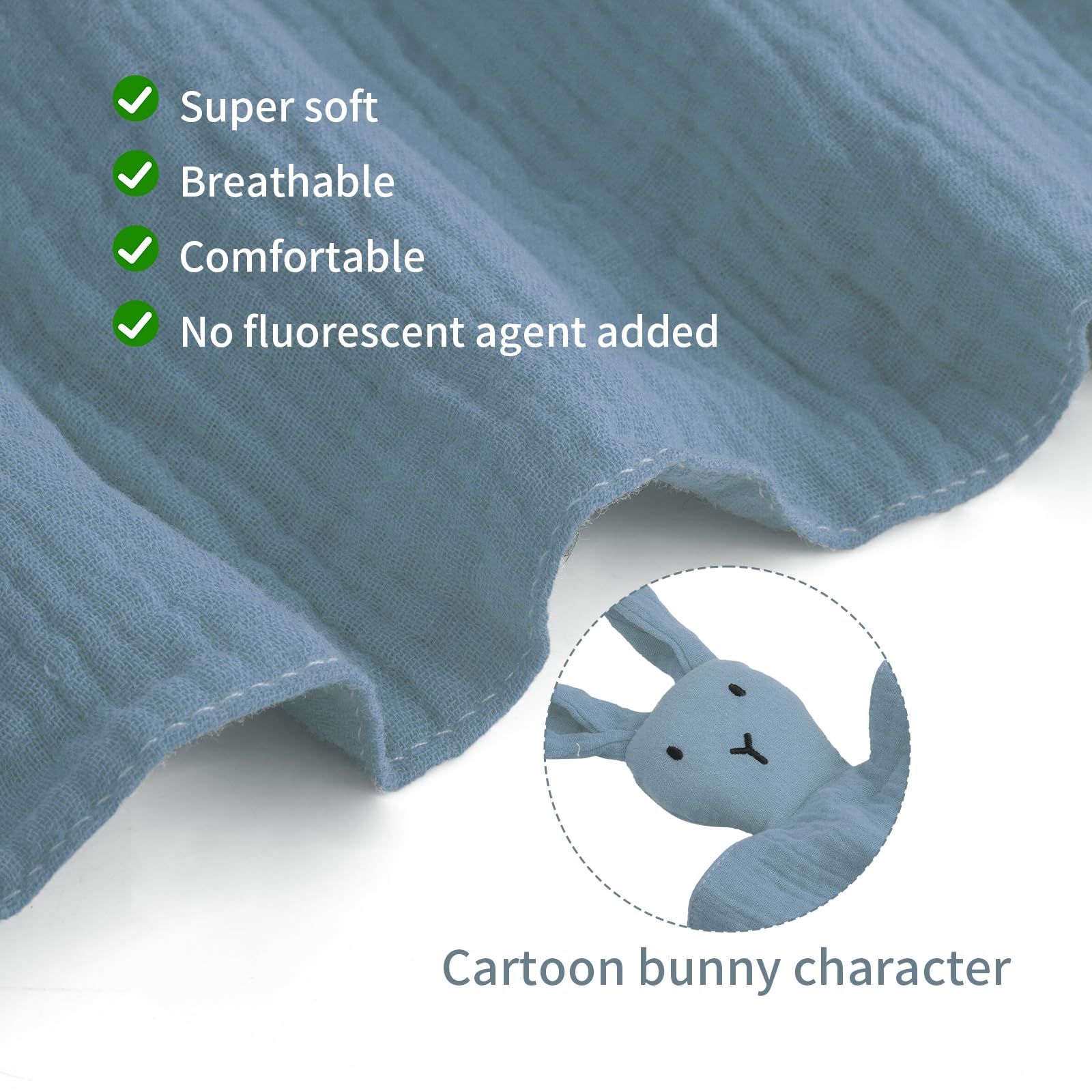 ORUZA Baby Comforters - Rabbit Baby Blanket for Infant Toddler Newborn Boys and Girls (Blue), Baby Size - Image 3