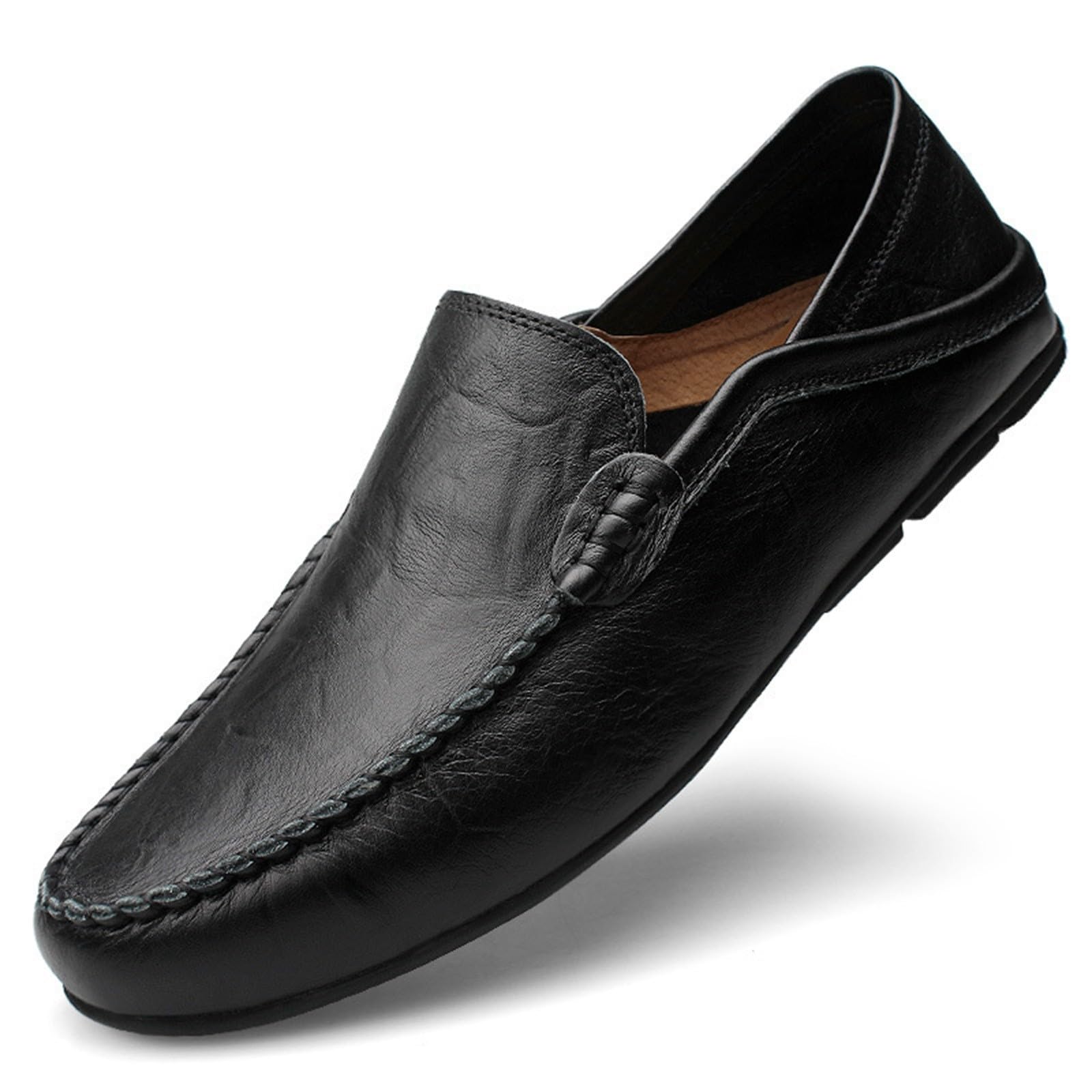 Mocassins en Cuir pour Homme - Chaussures Basses À Enfiler - Chaussures D'Été Légères - Chaussures en Cuir Semelle Souple - Chaussures Habillées Décontractées - Chaussure pour Bureau