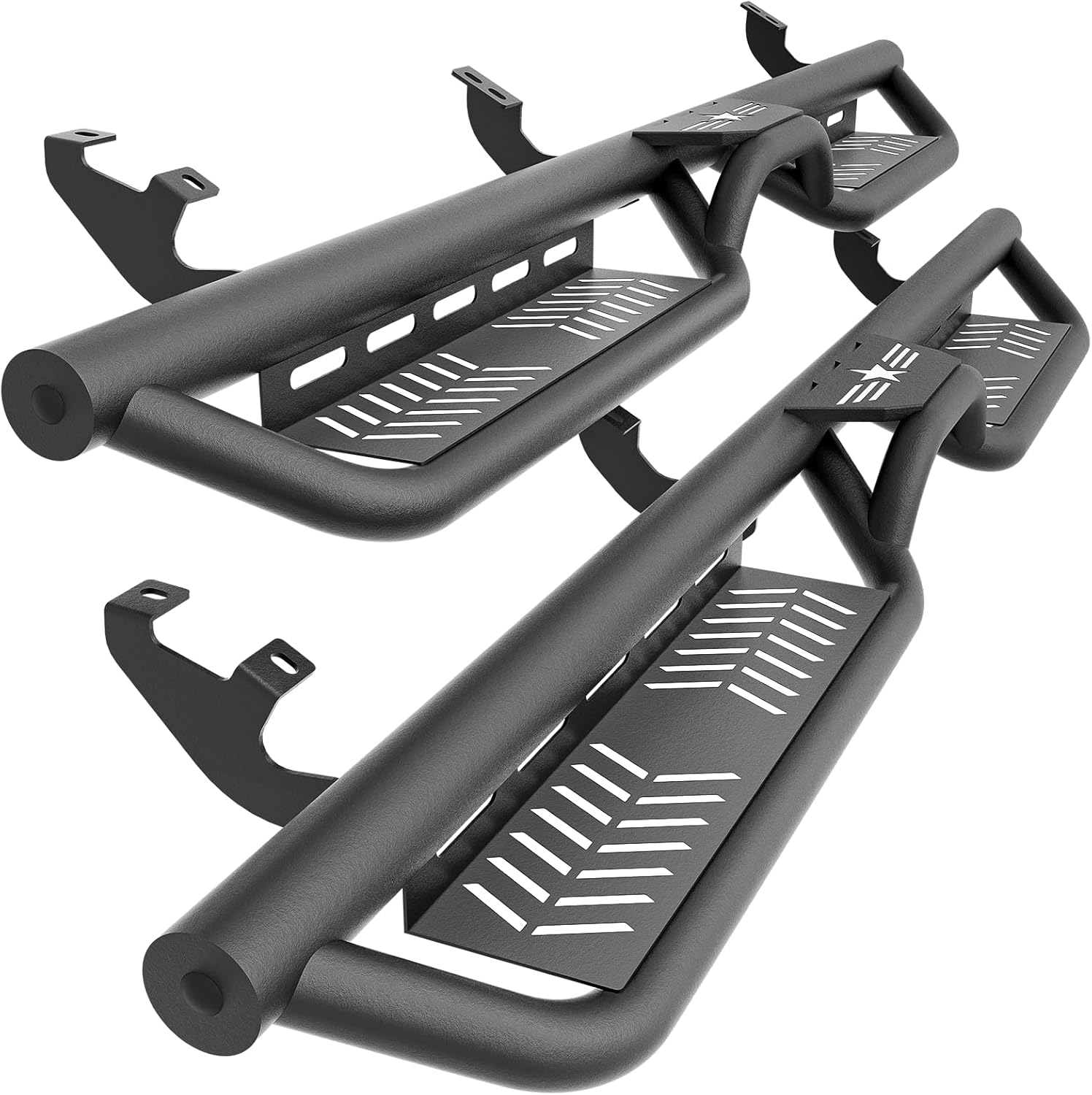 Running Boards Side Steps Compatible for 2010-2024 Toyota 4Runner Trail Edition, 2014-2024 Toyota 4-Runner SR5 / TRD Pro (Without Side Skirts), Two Stairs Design Bolt-on Side Rail Nerf Bar