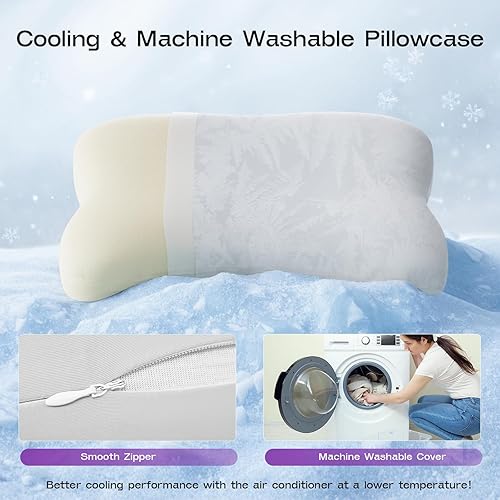 Miniatura 3 de Almohada cervical para dormir de lado para dormir, almohada cervical patentada con funda de enfriamiento, almohadas curvadas de espuma viscoelástica