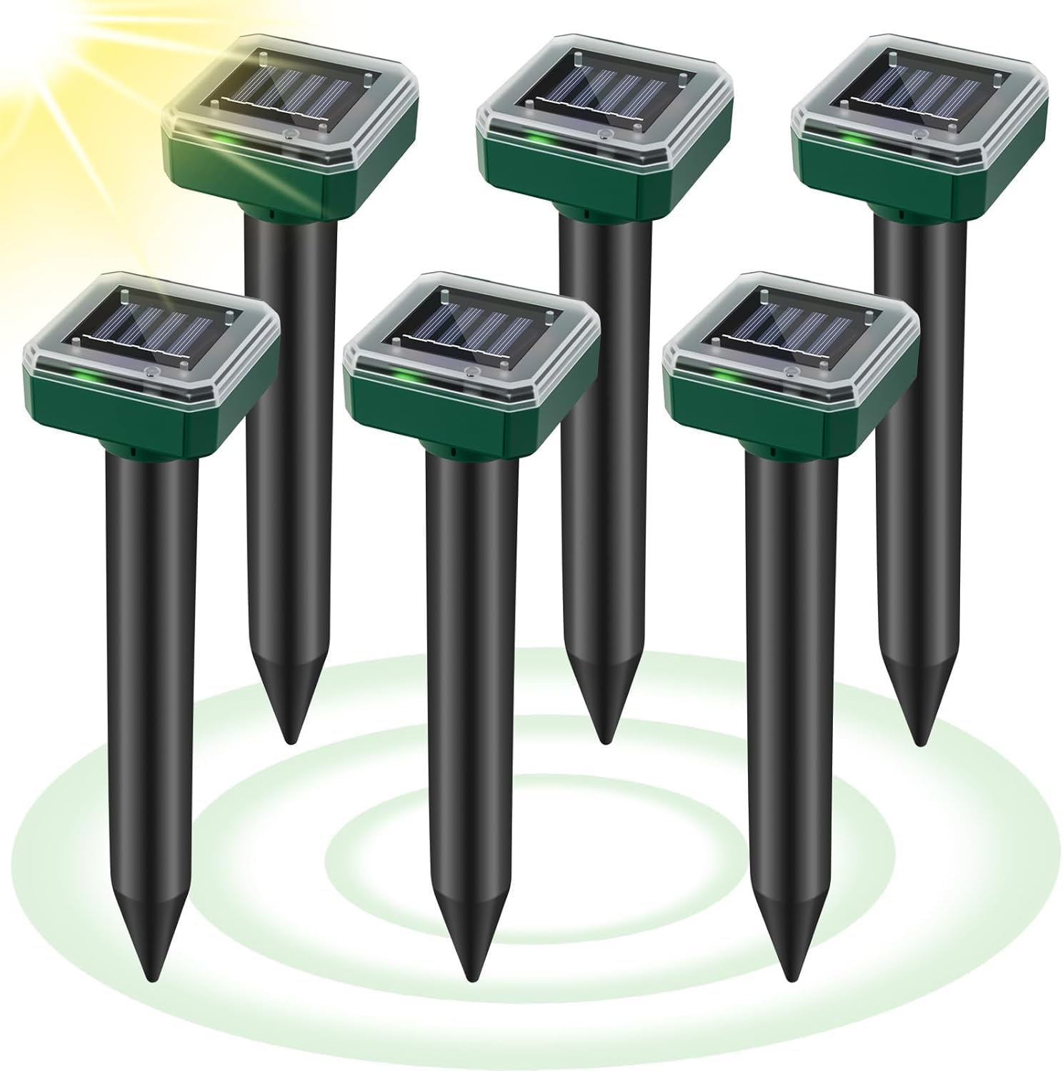 Maulwurf Vertreiber Solar, 6 Stück Ultraschall Maulwurfschreck mit Vibration,Umweltfreundlich & Geräuschlos,Solarbetrieben, Wasserdicht IP65 Maulwurf Vertreiber für Garten, Rasen, Außenbereich