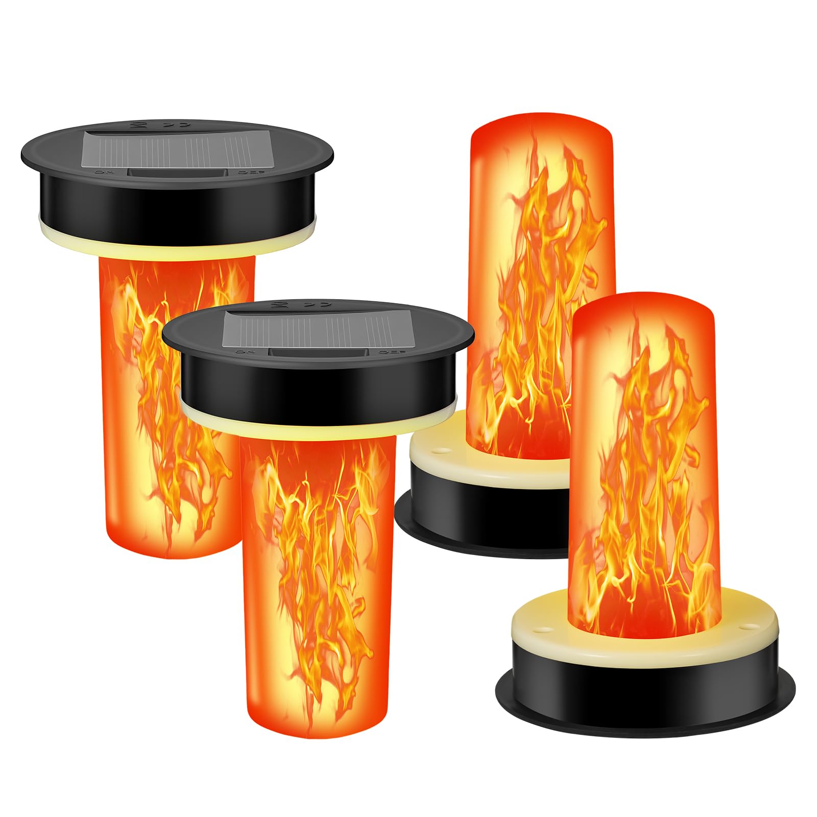Zhjiutak 4pcs Solar Light Replacement Top with Flickering Flame, IP44 Waterproof Dia8.5cm Solar Light Lantern Parts for Outdoor Garden Hot Air Balloon Lantern DIY Replacement Kit