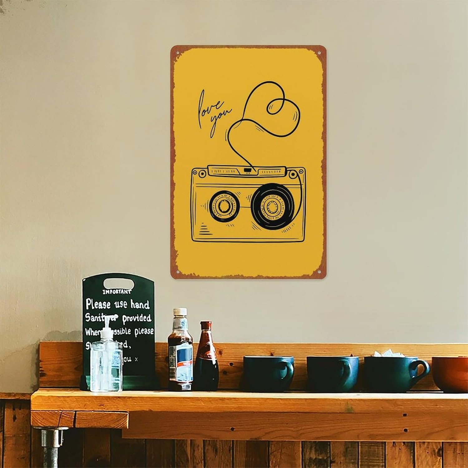 Retro Music Cassette Posters Vintage Mixtape Aluminum Metal Sign 8x12 Inch For Living Room Bedroom Bathroom Decoration Love You Music image 5
