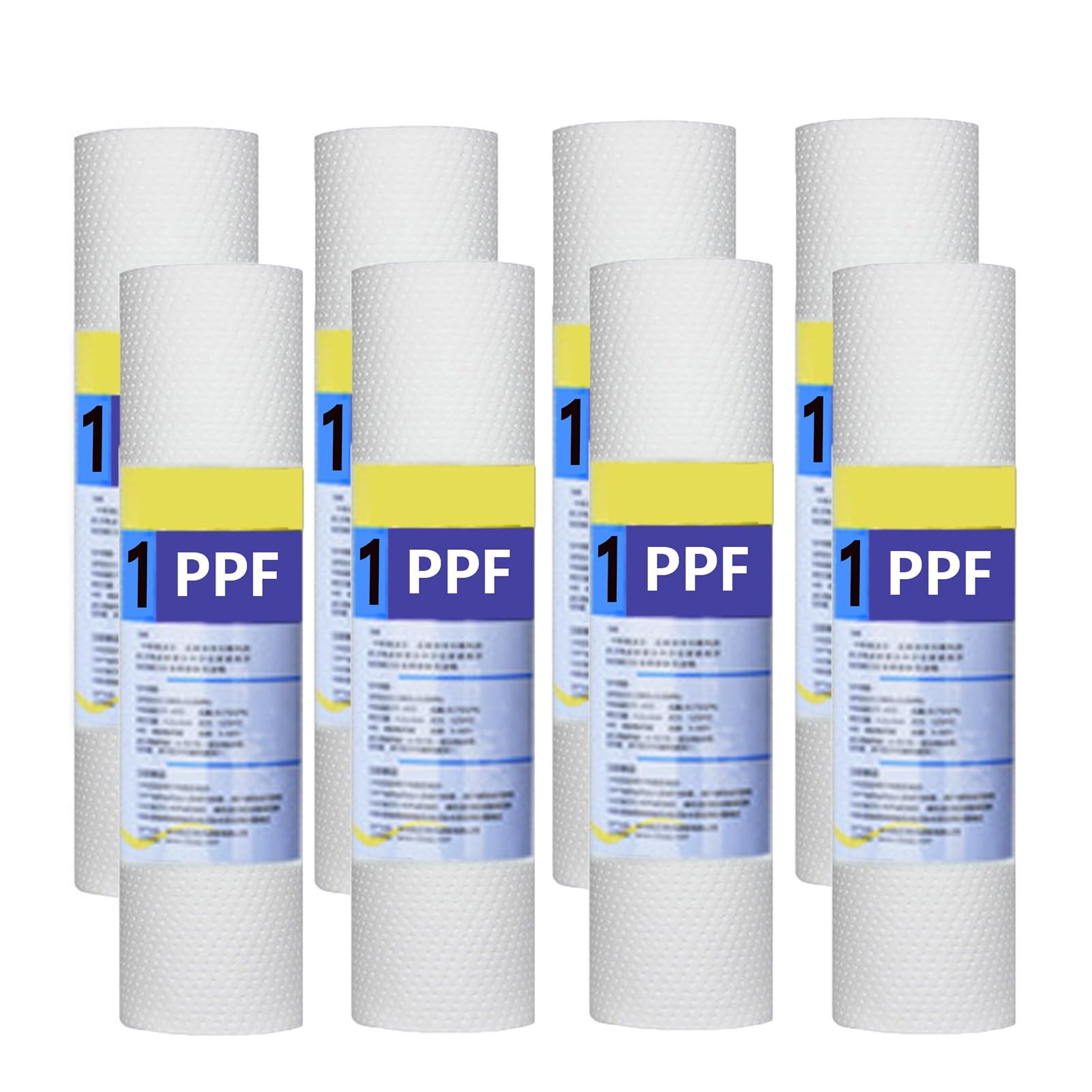 Filtre à eau domestique 1 micron 25,4 x 6,3 cm, 8 cartouches de rechange universelles pour sédiments, pour système d'osmose inverse sous évier