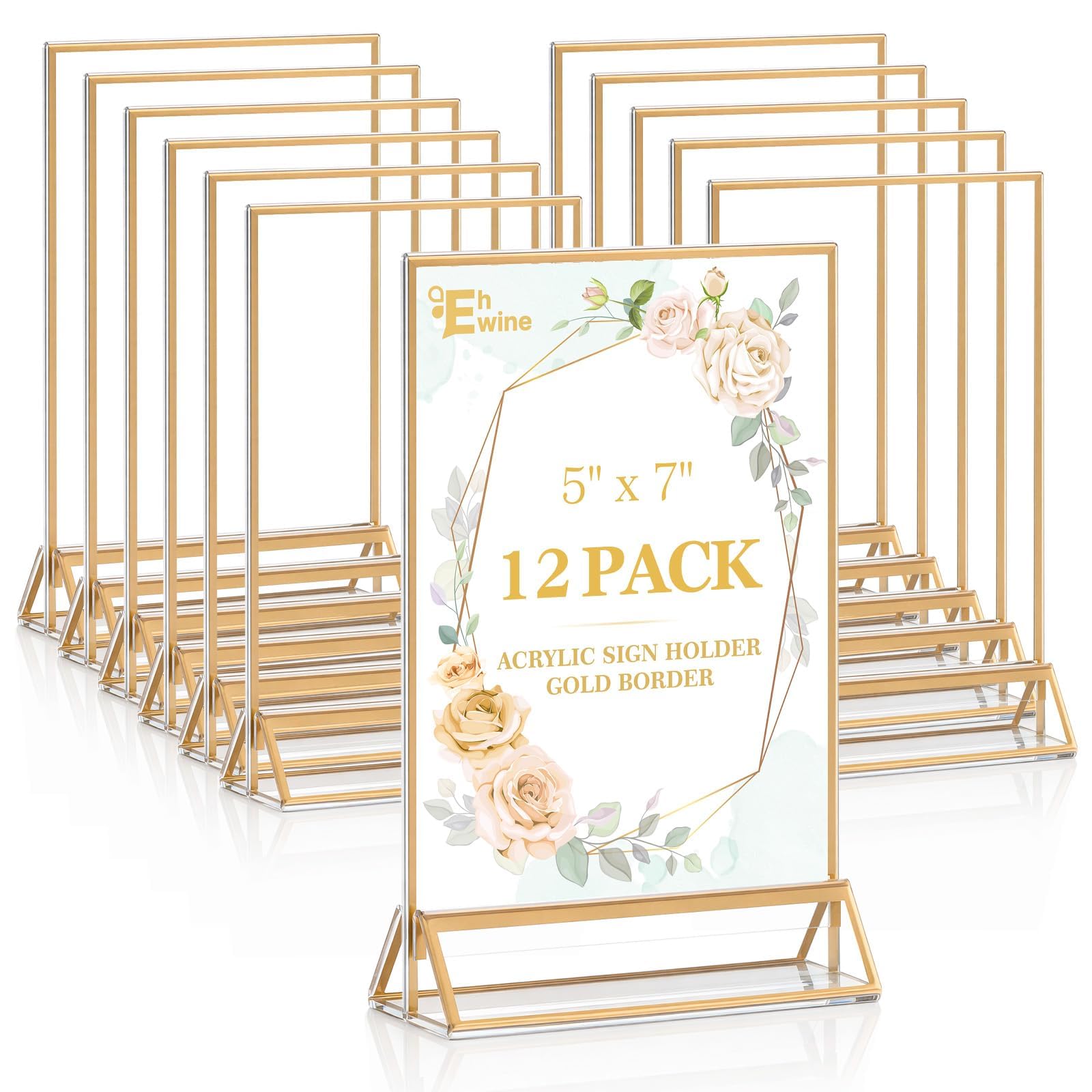 Photo 1 of EHWINE 12 Pack 5x7 Inch Gold Acrylic Sign Holders