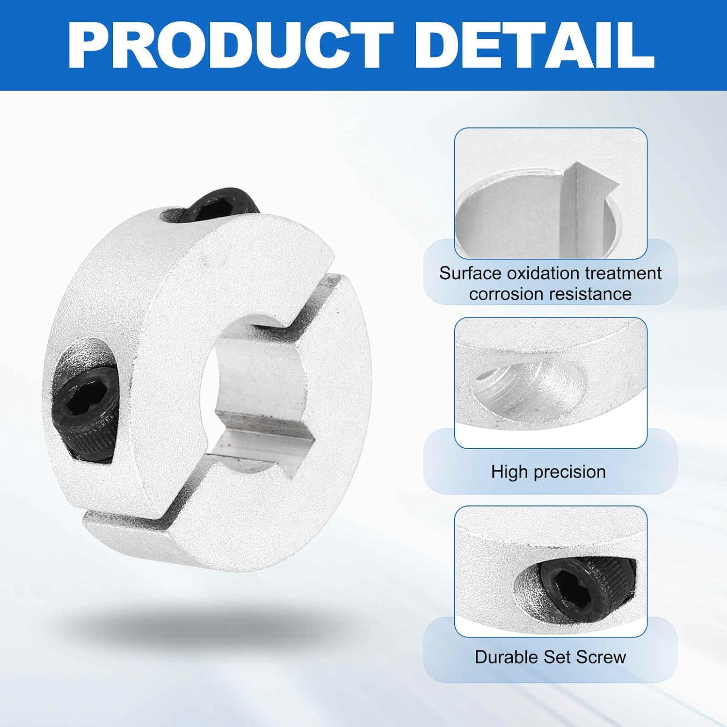 MECCANIXITY 2 Pack Shaft Collar, 19/32" Bore Double Split Shaft Collar, 1-3/8" OD, 1/2" Thick Aluminum Clamping Style Locking Collars for CNC Machine Tools, Industry Use