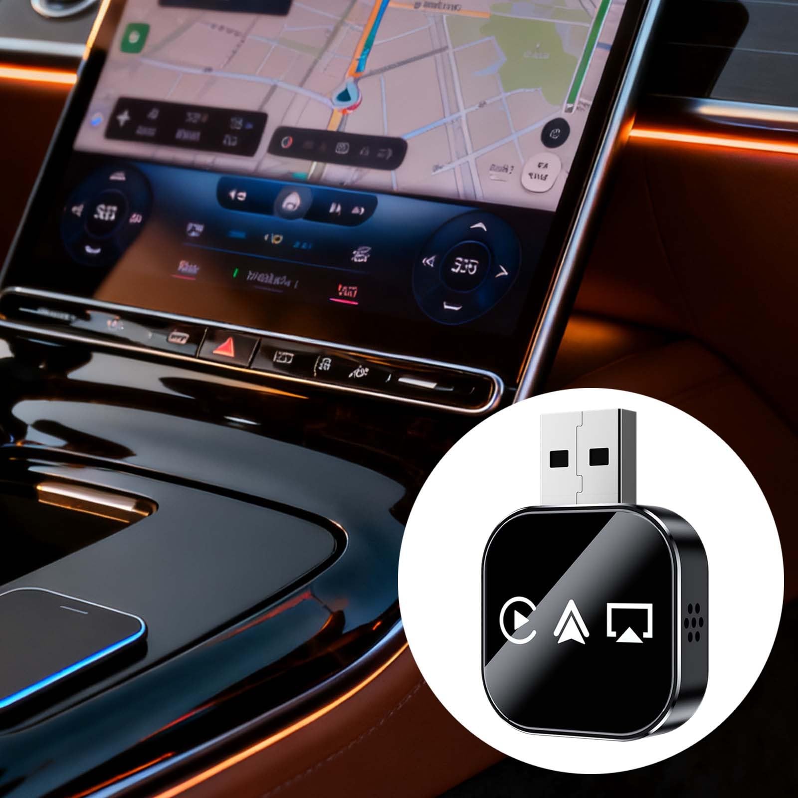 2026 Wireless CarPlay Adapter, Wired to Wireless Portable USB Connector Car Play for iPhone, 3-in-1 Screen Mirroring iOS Adapter for Car, Plug & Play Car Electronics Accessory (Black,for Android) — view 7