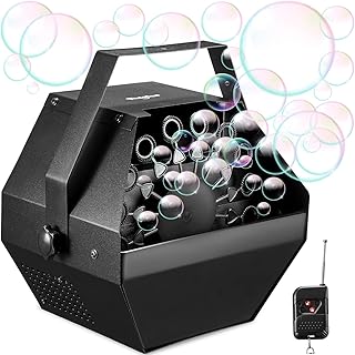 Theefun Bubble Machine: Remote Control 750ML Metal Bubble Blower Machine with High Output, Plug-in Automatic Bubble Maker Bubble Toys for Parties Wedding Birthday Indoor Outdoor Use with AC Adapter