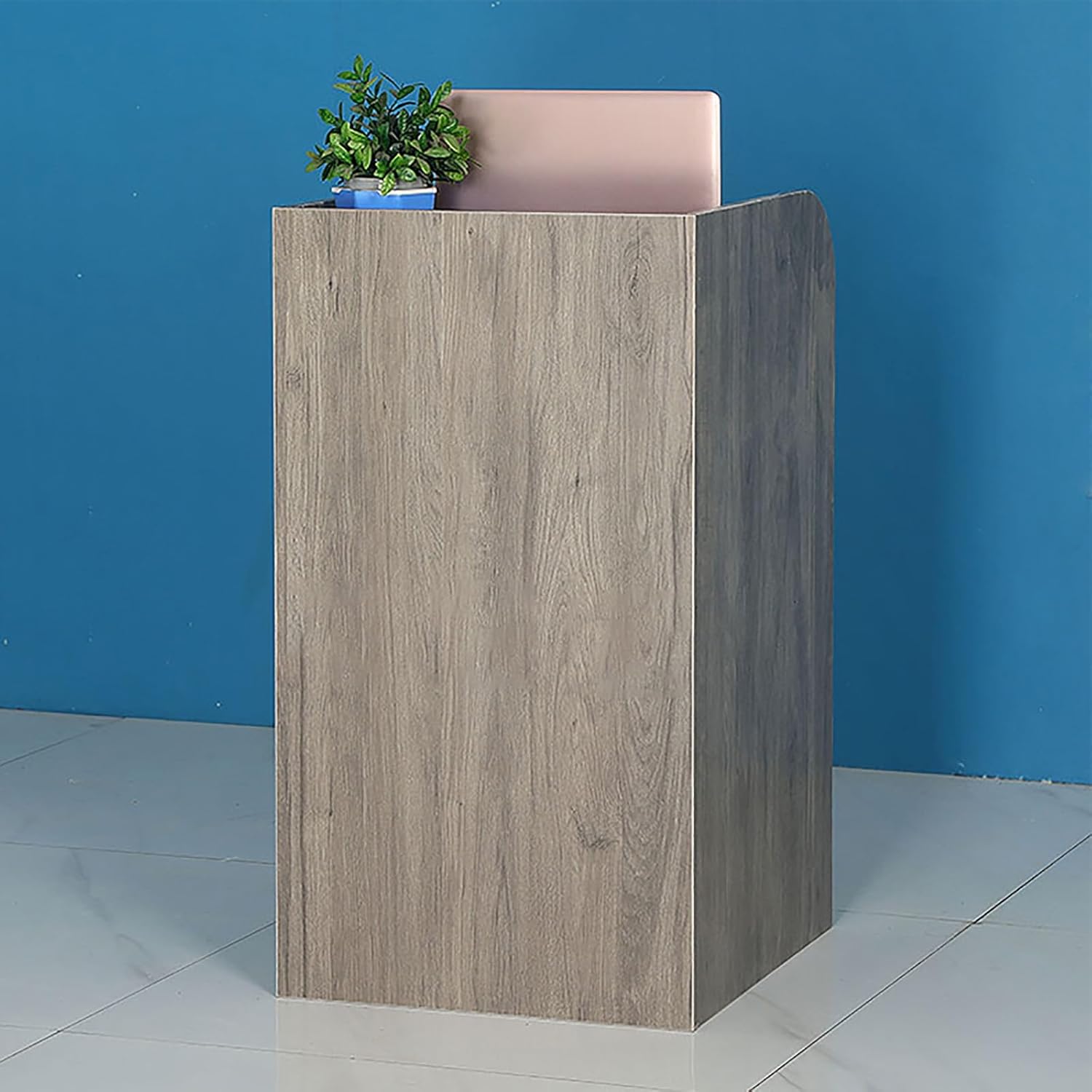 Office Desk Reception Counter Table Reception Counter Wooden Computer Desk Reception Table with Lockable Drawer Show Salon Reception Desk for Supermarket Convenience Store Hotel.(Color:Gray,Size:40x40
