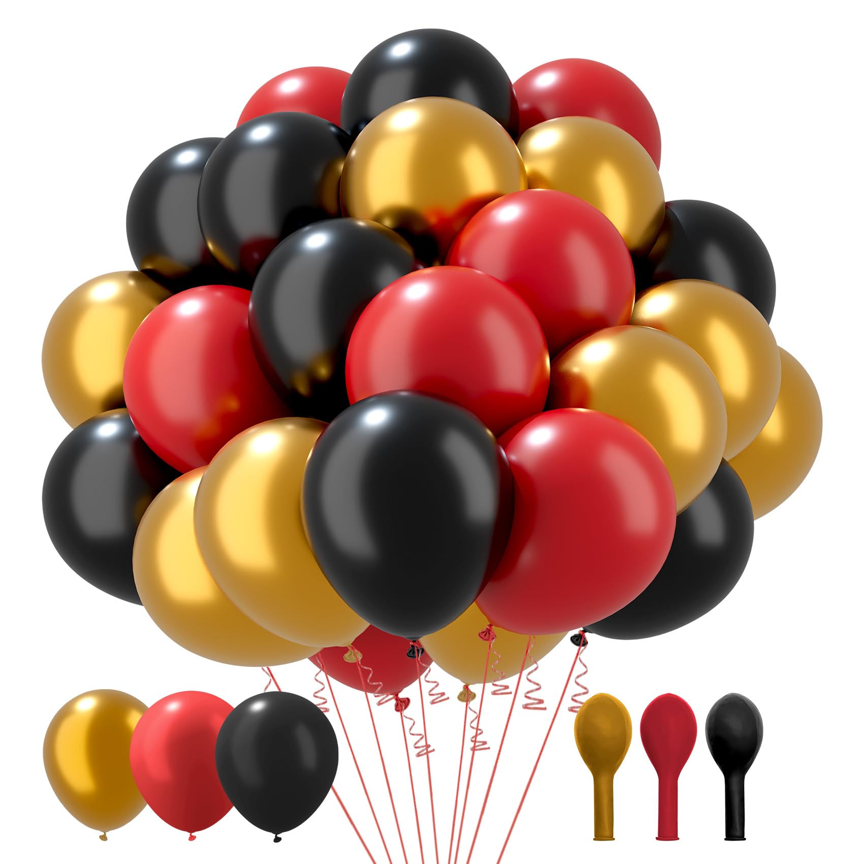 Red Balloons Black and Gold Balloons 60PCS 12in Halloween Balloon Arch Kit Thanksgiving Balloon Party Bachelorette Party Decorations Grad Party