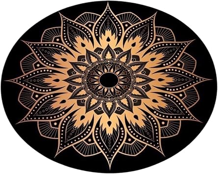 1pc Round Rug Geometric Floor Carpet Art Deco Circle Mat Traditional Anti Slip Black Area Rugs For Living Room2603300795,40cm-dia.