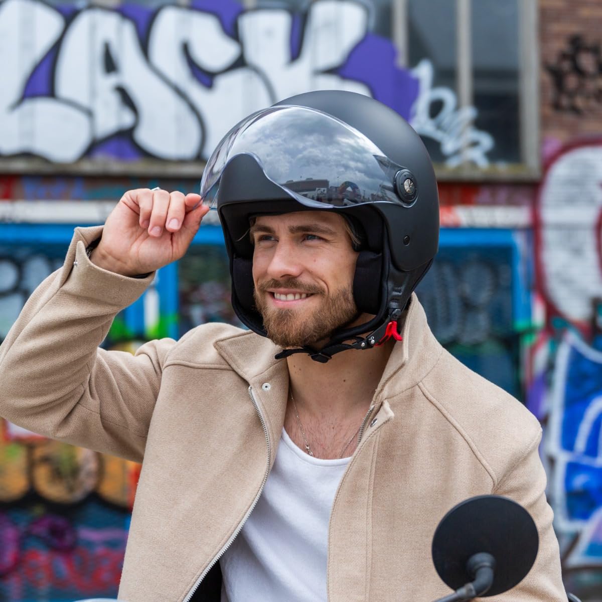VINZ Duoro Roller Helm Jet Helm Mopedhelm Herren Damen XS-XXL Jethelm Visier ECE 22.06 Zertifiziert Motorradhelm