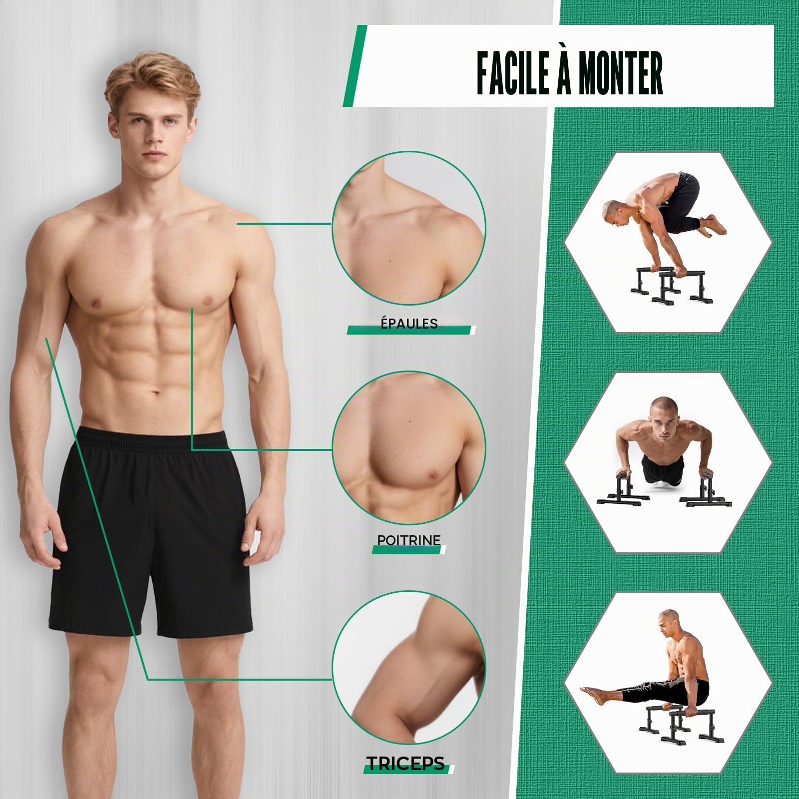 IMAYCC 2 en 1 Réglable Parallettes pour Calisthenics,Barre de Dip Parallele Musculation Antidérapantes, Push Up Bars Poignées de Pompes Fitness Parallettes pour Calisthenics Intérieur Extérieu