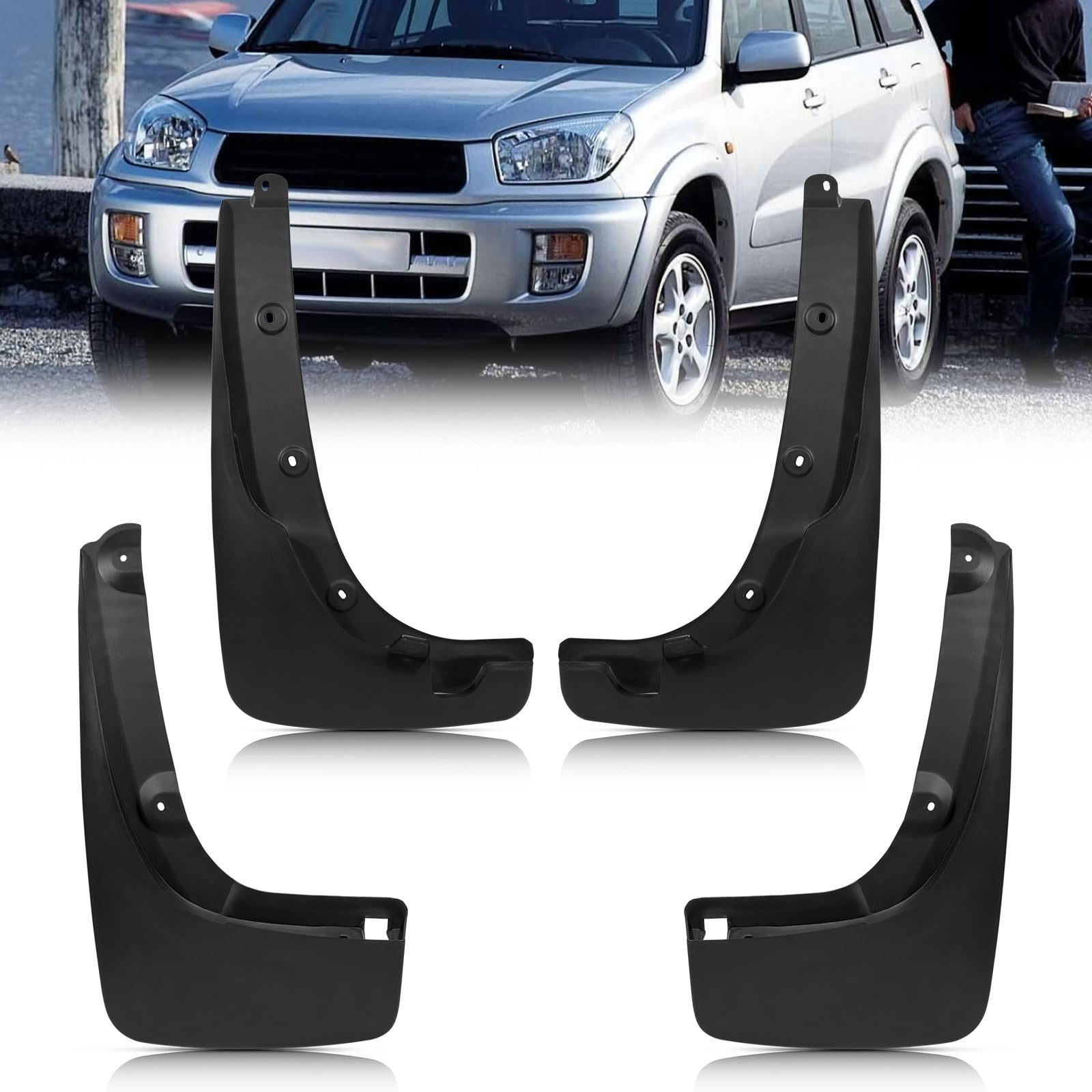 (similar)2001 RAV-4 Mud Flaps Mud Guards Compatible with Toyota RAV-4 4WD 2000-2005 Splash Guard No Drilling Required All Weather Mudflaps(Set of 4)