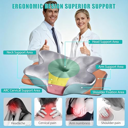 Miniatura 2 de CCidea Almohada ergonómica de espuma viscoelástica para dormir de lado, almohada de apoyo cervical transpirable con funda extraíble