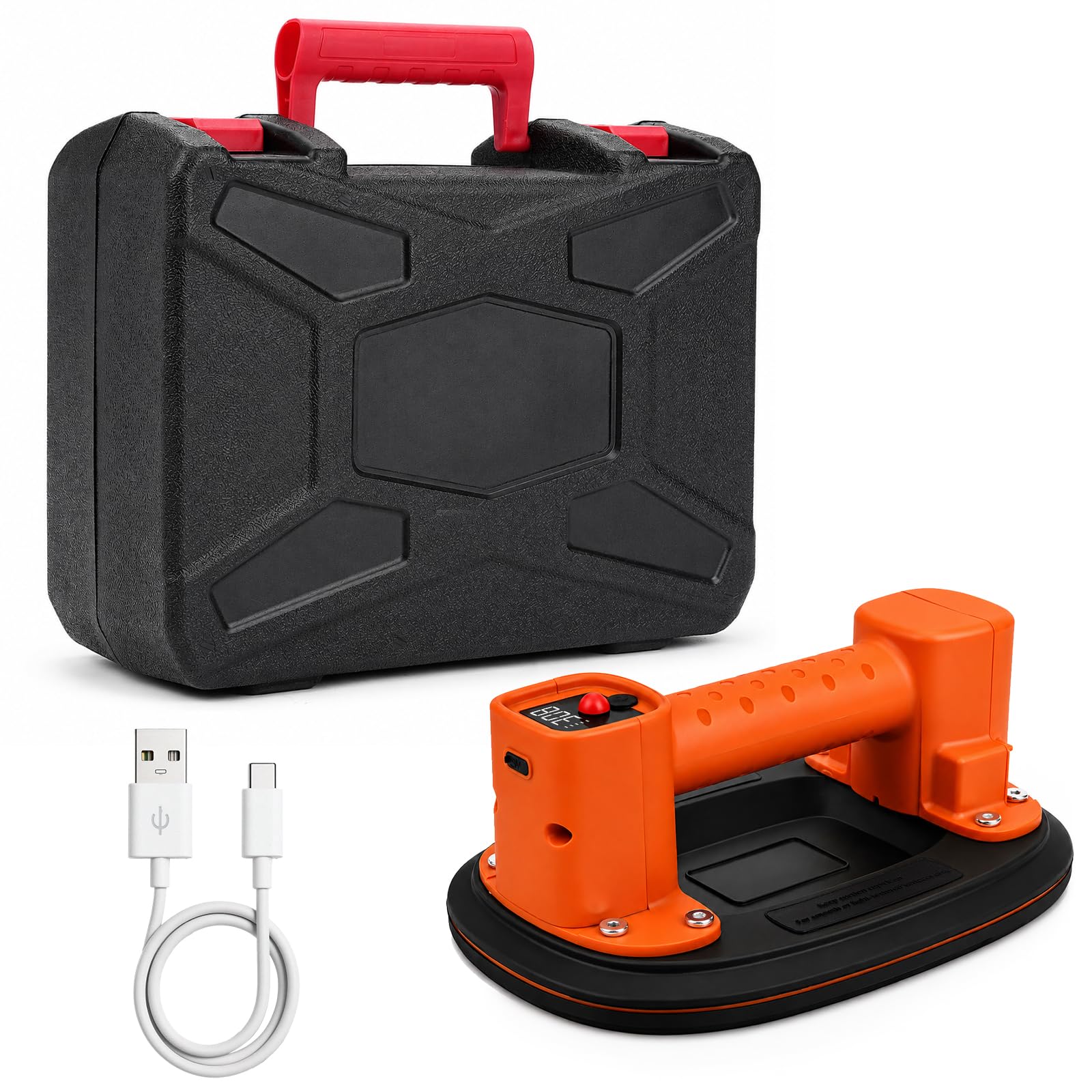 Akku Saugheber mit 2 Motoren,10" Elektrische Vakuum Saugheber mit LCD-Anzeige 4000 mAh Akku,300kg Tragkraft,für Fliesen,Glas,Terrassenplatten