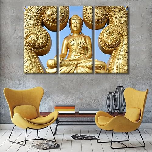 Vista 206 de TUMOVO Wall Art for Living Room Buddha Sculpture Flower Paintings Canvas Wall Art 3 Panel Wall Art Canvas Artwork Wall Decor Large Wall Decor Canvas