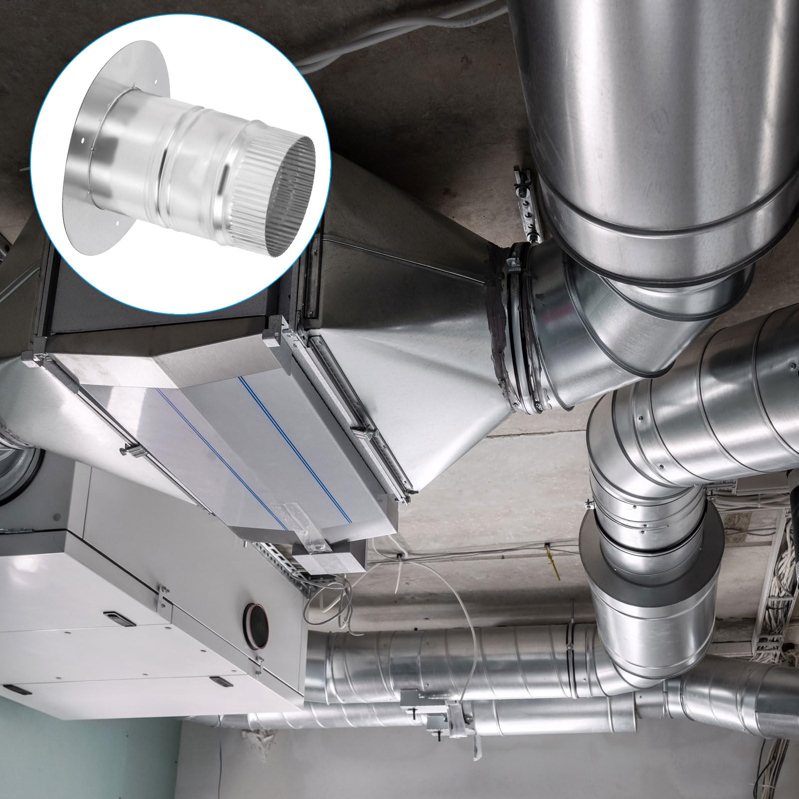 PATIKIL 4" Collare Condotti Rotondi, 2pz Connettore per Condotti Acciaio Zincato Flangia Collare per Tubi Flessibili o Rigidi, Riscaldamento Raffreddamento Ventilazione Ventilatore Scarico