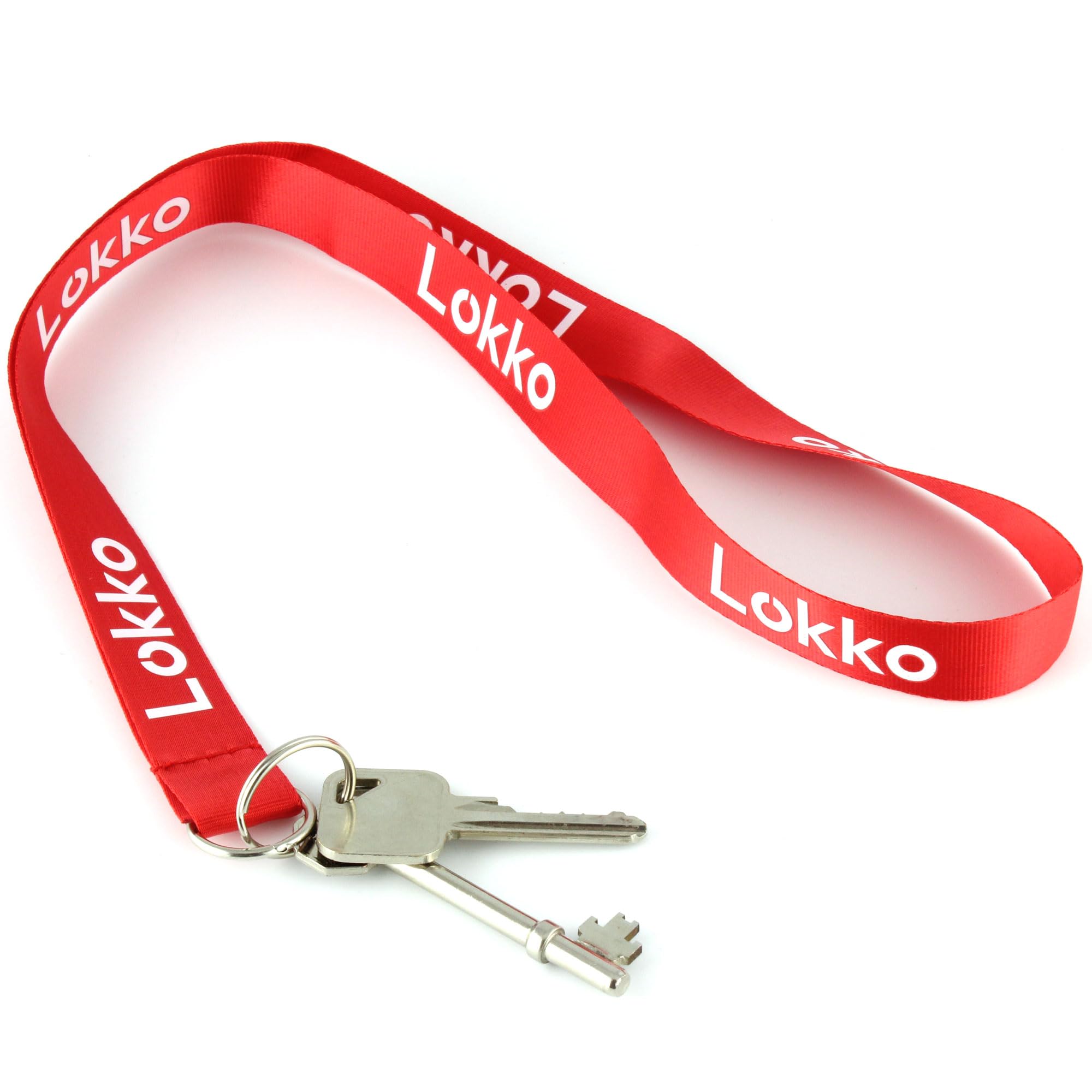 Lokko Lanyard Keyring for Radar/Disabled/Keychain Keys (Bright Red)