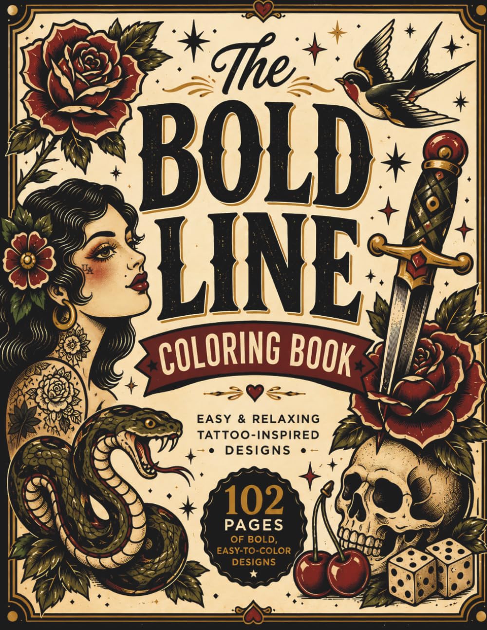 The Bold Line Coloring Book: Easy & Relaxing Tattoo-Inspired Designs