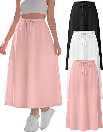 Mumucove 3 Pack Girls Maxi Long Skirts, 3-Color, 13-14 Years