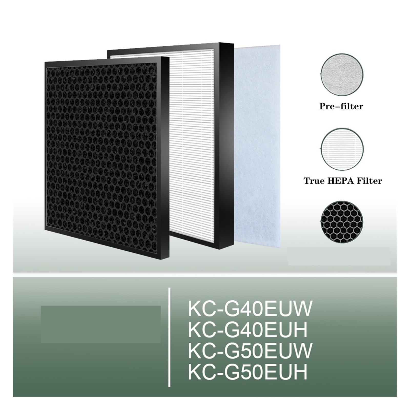 JMOUQZYJ Air Purifier?Compatible for Sharp? KC-G40EUW KC-G40EUH KC-G50EUW KC-G50EUH?Replacement True HEPA and Carbon Filter(Hepa)